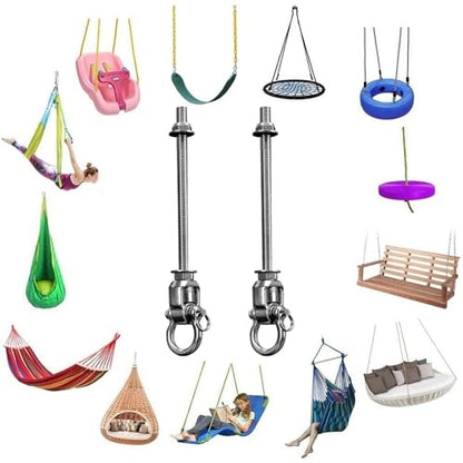 2 Heavy Duty Swing Hangers 360° Bearing Stainless Steel Swing Hooks 1000LBS Capacity Playground Sandbag Hammock Chair Porch Swing - size: 2 Pack 360°