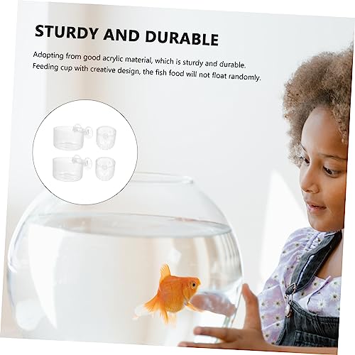 BESPORTBLE 4pcs Acrylic Feeding Cups for Aquariums Transparent Shrimp Feeder Dishes with Suction Cup Design Easy to Install Promotes Healthy Eating for Fish and Shrimp