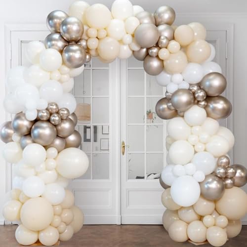 Voircoloria 90pcs White Sand Balloons Garland Arch Kit, 18 12 10 5 Inch - color: 01 Sand White, size: 5/10/12/18 inch - 90pcs