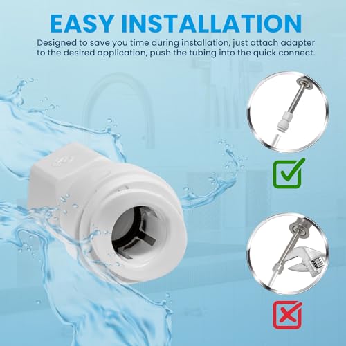 3/8" OD Quick Connect x 1/4" Comp (7/16" UNS Thread) Female Faucet Adapter Fitting for Water Filtration RO Faucet Adapter. White. - size: 3/8" OD Quick Connect x 1/4" COMP