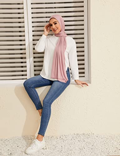 Txmout Premium Jersey Hijabs for Women - Cotton Muslim Scarfs - color: Mauve
