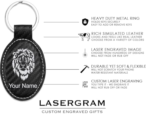 LaserGram Oval Keychain, Allah 1, Personalized Engraving Included (Carbon Fiber Black with Silver) - color: Carbon Fiber Black With Silver
