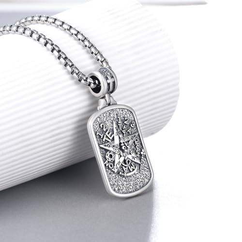 Western Catus/Knights Templar/St Michael/Santa Muerte/Praying Hand/Spartan/Virgin Mary/Tetragrammaton/Wrestlers/Allah Necklace Sterling Silver Dog Tag Necklace Christian Jewelry Gifts for Men - style: Tetragrammaton