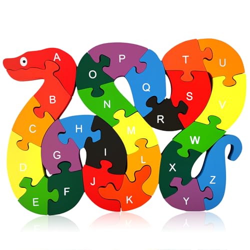 LovesTown Wooden Alphabet & Numbers Puzzle - size: Medium, style: Snake