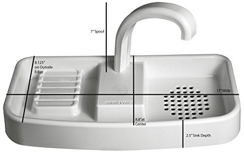 Sink Twice for Toilet Tanks Measuring 15.25" - 16.8" (Measured with lid Off)