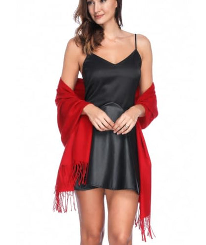 Pashmina Shawl Wraps Scarves Evening Dresses Wedding Bridesmaid for Women - color: Red