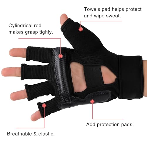 FitsT4 Sports Half Mitts MMA UFC Training Boxing Punch Bag Martial Arts Gloves - color: Black, size: X-Small