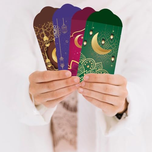 Eid Mubarak Money Envelope 6pcs Red Envelope Money Cards Ramadan Red Envelopes Moon Money Envelopes Cash Packaging Bag for Home Islamic Muslim Party