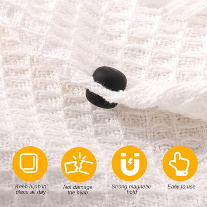 8pcs Magnetic Hijab Pins, Small Hijab Magnets Multi-Purpose No-Snag Scarf Clasp Pinless Brooch for Women Men Shawl Scarves Clothes - color: Black