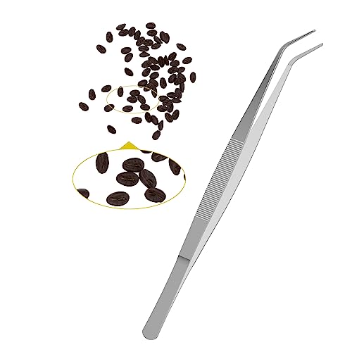 6.3" Stainless Steel Tweezers, Curved Pointed, 3/64" Thick | Serrated Tip, Perfectly Aligned, Multipurpose Daily Garden Home Lab Craft Repairing Tool
