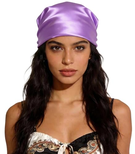 Sumolux Head Hair Scarf for Women 35" Like Satin Silk Scarf Hair Wrapping Night Bandana Large Square Scarves - color: A Solid Light Purple