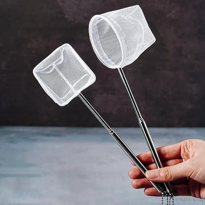 Aquarium Fish Fishing Net Stainless Steel Retractable Small Shrimp Fishing Nets Fish Accessories for Tank Cleaner Tool - size: A