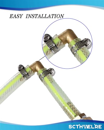 Brass Hose Barb,90-deg L Right Angle Elbow Hose Barb Fitting 5/16" Barb Splicer Mender with Stainless Steel Pipe Clamps，Air hose repair kit for Pipe line Fuel Air Oil (5/16 3Pcs)