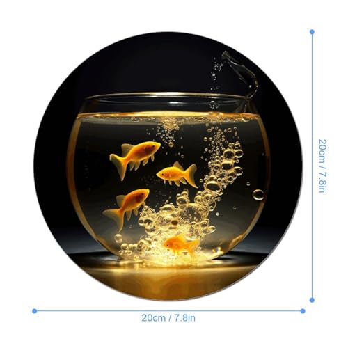 Round Mouse Pad Non-Slip Rubber Base Fish in Fish Tank Comfortable Portable Mousepad Small Mouse Pads for Home Office