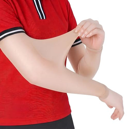 Premium Women's Golf Sheer Arm Sleeves (40D) MADE IN KOREA [SKIN TIGHT] UV‑Protective, Cooling, Quick Dry - color: Sheer Natural [Wrist Length], size: Small to Medium