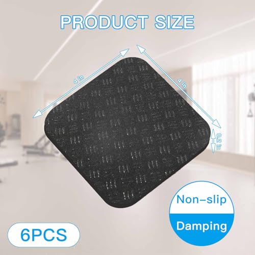 Non-Slip Treadmill Mat Pads, 4x4 Inch High Density Silicone Exercise Equipment Mat - Double-Sided Anti Vibration Pad for Treadmill, Walking Pad, Exercise Bike, Floor Protection - size: 6 PCS