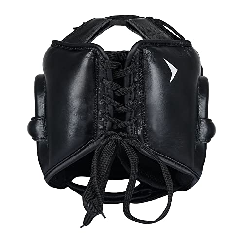 Vali Lancer Leather Face Saver Headgear for Training - color: Black, size: Large-X-Large