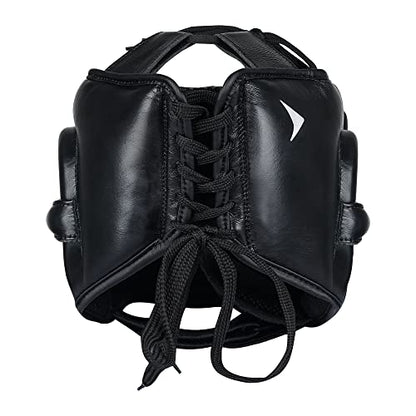 Vali Lancer Leather Face Saver Headgear for Training - color: Black, size: Large-X-Large