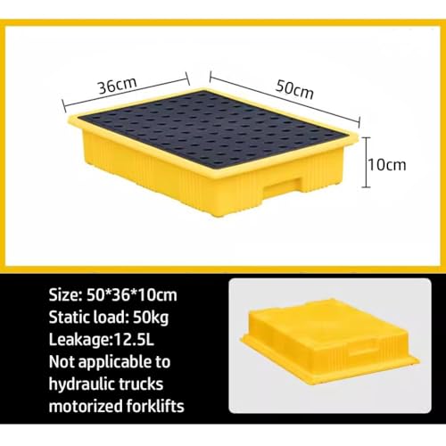 Modular Leak Platform/Grid Pads.Modular Spill Containment Tray - Heavy-Duty Oil Drum Holding Platform, Leak-Proof Spill Pallets for Industrial Use, Environmental Safety Solution，（Yellow，50 * 3 - size: 50*36*10cm