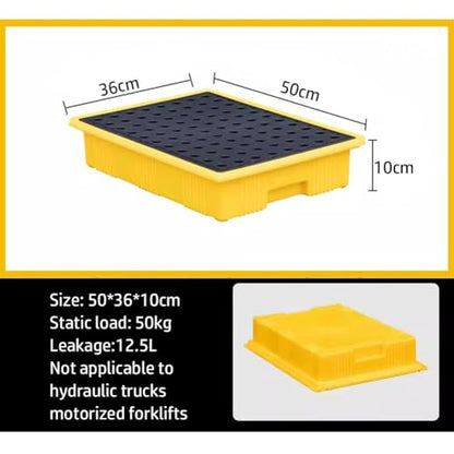 Modular Leak Platform/Grid Pads.Modular Spill Containment Tray - Heavy-Duty Oil Drum Holding Platform, Leak-Proof Spill Pallets for Industrial Use, Environmental Safety Solution，（Yellow，50 * 3 - size: 50*36*10cm