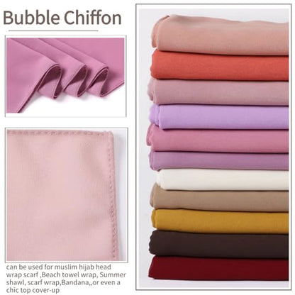 Chiffon Scarf for Women Lightweight Breathable Sunscreen Soft Solid Hijab Scarf for Daily & Muslim Wear - color: Cream-white Chiffon Scarf