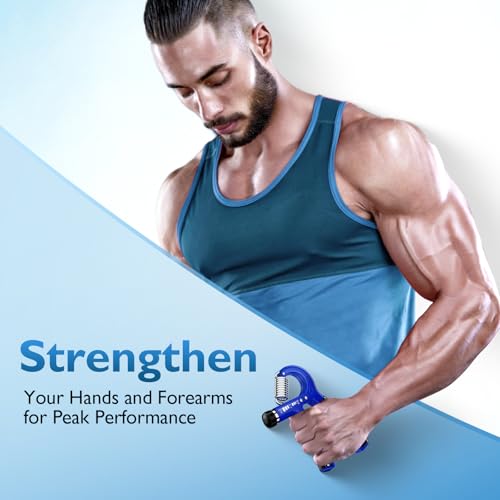 FitBeast Grip Strengthener 팔뚝 강화제, 근력 훈련 및 재활을 위한 조절 가능한 핸드 그립 강화제, 4.5-59.9kg(10-132파운드) 저항, 운동 선수 및 물리 치료에 이상적 (1개) - color: 다크 블루