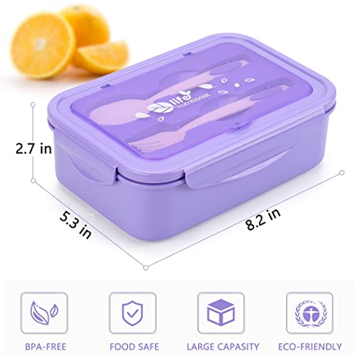 LOVINA Bento Lunch Box for Adults Kids - 1100ML/Built-in Utensil, BPA-Free - color: Purple
