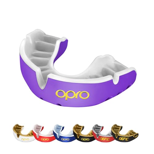 Opro Junior Gold Self-Fit Mouth Guard Purple/Pearl - color: Purple/Pearl, size: Youth (Under Age 10)
