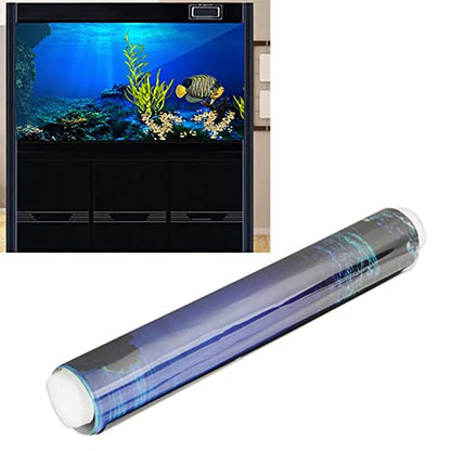 FILFEEL Aquarium Background Fish Decorations Pictures 3D Effect PVC Adhesive Poster Underwater World Backdrop Decoration Paper Cling Decals Sticker (61 x 30cm)