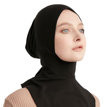 Modefa Women's Premium Cotton Ninja Bonnet - Complete Coverage - One Size Fits Most - For Muslim Women Ninja Undercap Hijab - color: Black
