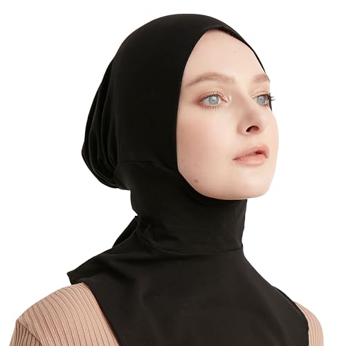 Modefa Women's Premium Cotton Ninja Bonnet - Complete Coverage - One Size Fits Most - For Muslim Women Ninja Undercap Hijab - color: Black