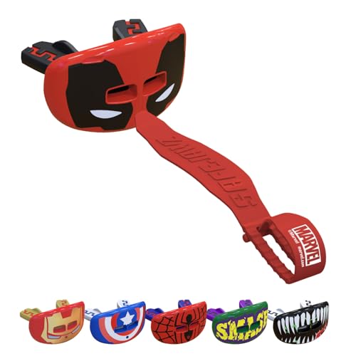 Marvel Deadpool Lip Guard, Football Mouth Guard with Detachable Strap, Lip Protector Adult and Youth, Flag Football & Lacrosse (One Size, Red) - color: Deadpool