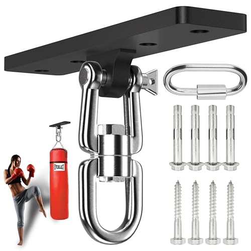 Heavy Bag & Punching Bag Hanger, Wall, Ceiling, Beam Mount Options | 900 LBS Capacity, 360° Swivel, Rust-Proof, Thick Steel Boxing Mount for MMA, Muay Thai & Home Gym (Multiple Mounting Options) - color: Ceiling - Flat Bracket