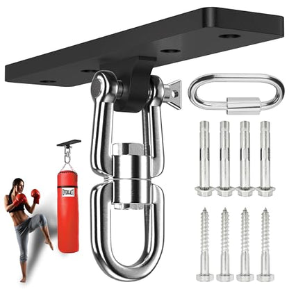 Heavy Bag & Punching Bag Hanger, Wall, Ceiling, Beam Mount Options | 900 LBS Capacity, 360° Swivel, Rust-Proof, Thick Steel Boxing Mount for MMA, Muay Thai & Home Gym (Multiple Mounting Options) - color: Ceiling - Flat Bracket