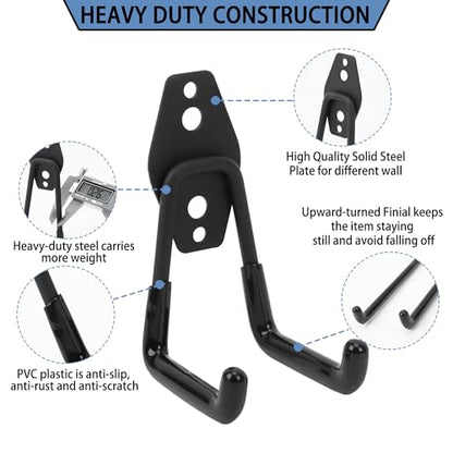 Wall Mount Heavy Duty Garage Hooks (4-Pack) – Wall Mounted Storage Hooks for Ladders, Bikes, Tools & More – Rust-Resistant Steel with Anti-Slip PVC Coating Small U Hooks - color: 4Pcs