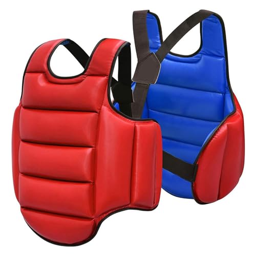 Reversible Karate Sparring Chest Guard, Taekwondo Boxing MMA Martial Arts Muay Thai Kickboxing Training Body Protector - color: Red/Blue, size: Medium