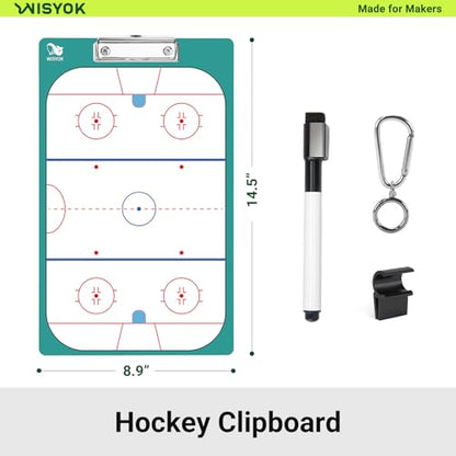 WISYOK Double-Sided Hockey Dry Erase Clipboard for Coaches, Whiteboard, Coach Lineup Board with Marker - style: Hockey