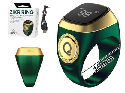 Anlising Smart Ring Counter, Smart Tasbih Zikr Ring, Muslim Islamic Prayer Smart Rings, Tasbih Counter Smart Ring, Tasbeeh Smart Counter, Digital Electronic Smart Tally Counter for Prayer(Green, 18MM)