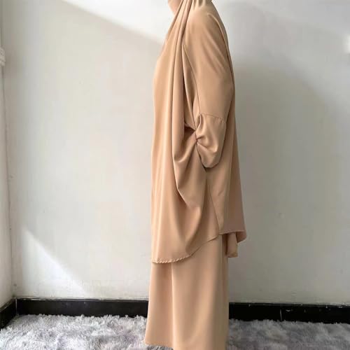 ODIZLI Two Pieces Jilbab and Dress for Muslim Women Long Khimar and Skirt Available for Prayer - color: Khaki