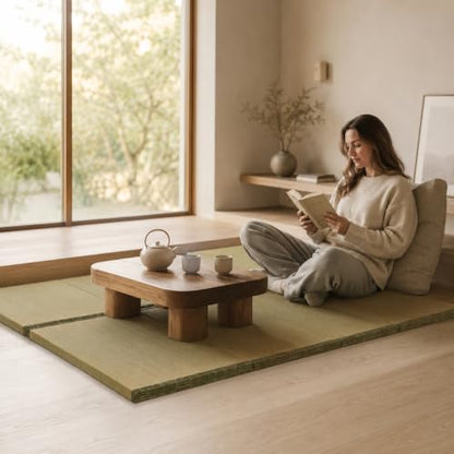 MustMat Tatami Mats Queen,Portable,Folding 35.4"x78.7"x1.2" (2 piece Set) | Rush Grass, Japanese Futon Mattress, Tatami Floor Bed - size: 2 piece set