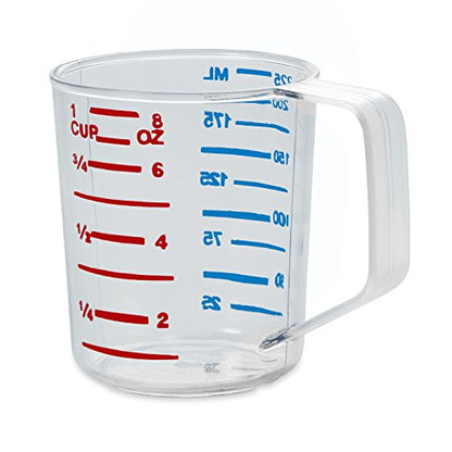 Rubbermaid Commercial Products Bouncer Clear Measuring Cup, 1-Cup /0.25-Quart, Clear, Strong Food Grade, Easy Read for Liquid/Dry Ingredients, for Home/Professional Kitchen - size: 1/4 Qt