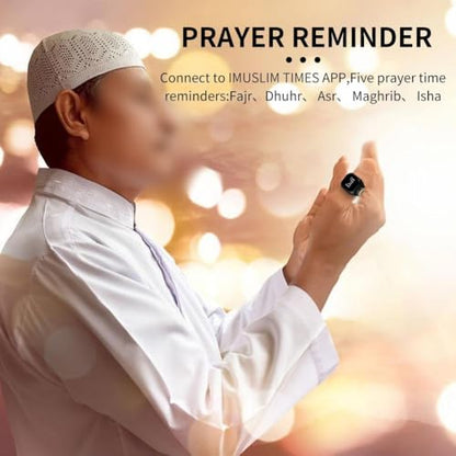 Smart Zikr-Ring, Rechargeable Electronic Digital Tasbih Counter Rings, Waterproof, 3 Sizes Finger Counter for Muslims, Prayer, Reminder(22mm Black) - color: Black, size: 22mm