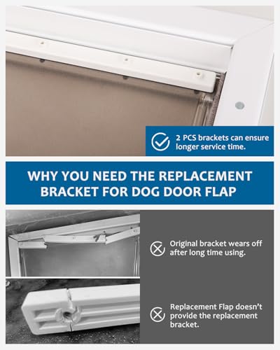 2 Pack Replacement Bracket for PetSafe Dog Door Replacement Flaps Large - Plastic Dog Door Flap Bracket - Easy Installation with Screws (Extra Large) - size: X-Large