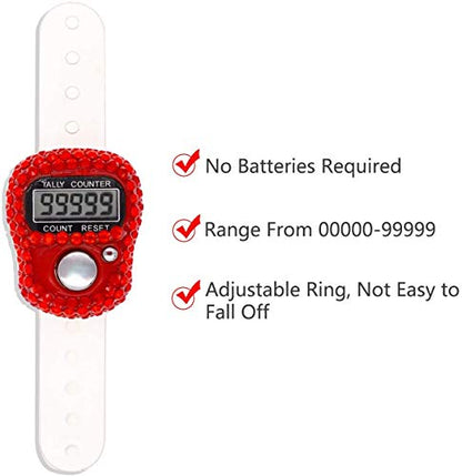 Finger Counter -Islamic Tasbih Bead- 5 Digital LED Electronic Handheld Tally Counter Clicker with Case Mechanical Manual Clicker Number Lap Tracker Counter - color: 6pcs Tall counter