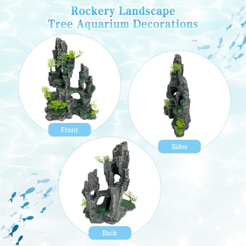 kathson Aquarium Mountain View Stone Resin Fish Tank Decoration Betta Hideout Caves Rockery Landscape Tree Rock Hiding Cave Decor for Small Fish Shrimp Play Ornament - size: 8.0〞L x 4.3〞W x 10.4〞H