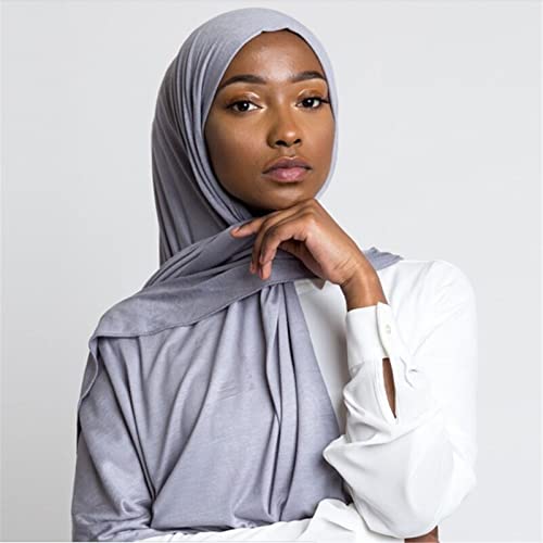 KXY 4 Pieces Stretchy Soft Cotton Shawl Long Jersey Scarf for Women Muslim Plain Wrap Hijab Head Scarf - color: Coffee + Leather Red + Beige + Black
