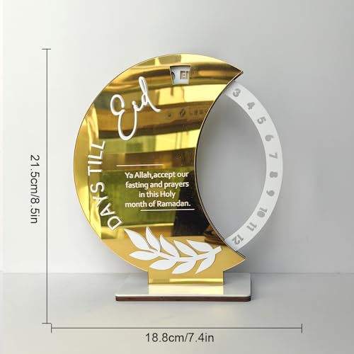 Ramadan Countdown Calendar, Rotatable 30 Days Til Eid, Eid Mubarak Advent Countdown Calendar Rotate Moon Shaped Eid Calendar for islamic Home Party Decorations : Home & Kitchen