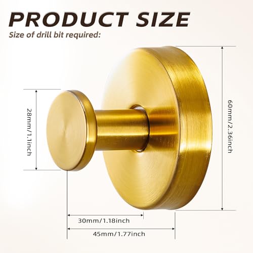 Suction Cup Hooks for Shower,Stainless Steel Towel Hooks No Drill | Vacuum-Lock Mount, Removable and Reusable for Glass, Tile, Metal and Smooth Non-Porous Surfaces(2 Pack, Brushed Gold) - color: Brushed Gold