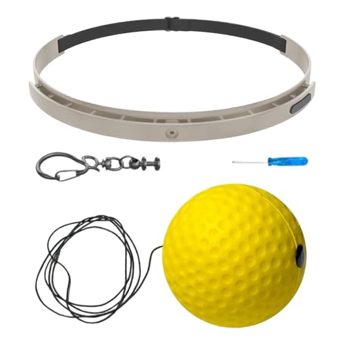 Boxing Reflex Ball, Wearable Fitness Gear, 6in Training Reaction Tool, Silicone Headband Material SPU Detail, Boxing Ball with Adjustable Strap, Living Room Bedroom Gym Men Women Teens Use - color: yellow soft ball