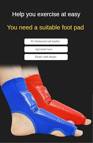 Taekwondo Foot Protector Unisex PU Leather Soft Boxing Sparring Foot Guards, Training Sparring Gear Muay Thai Kung Fu Tae Kwon Foot Gear Support for Men Women Kids